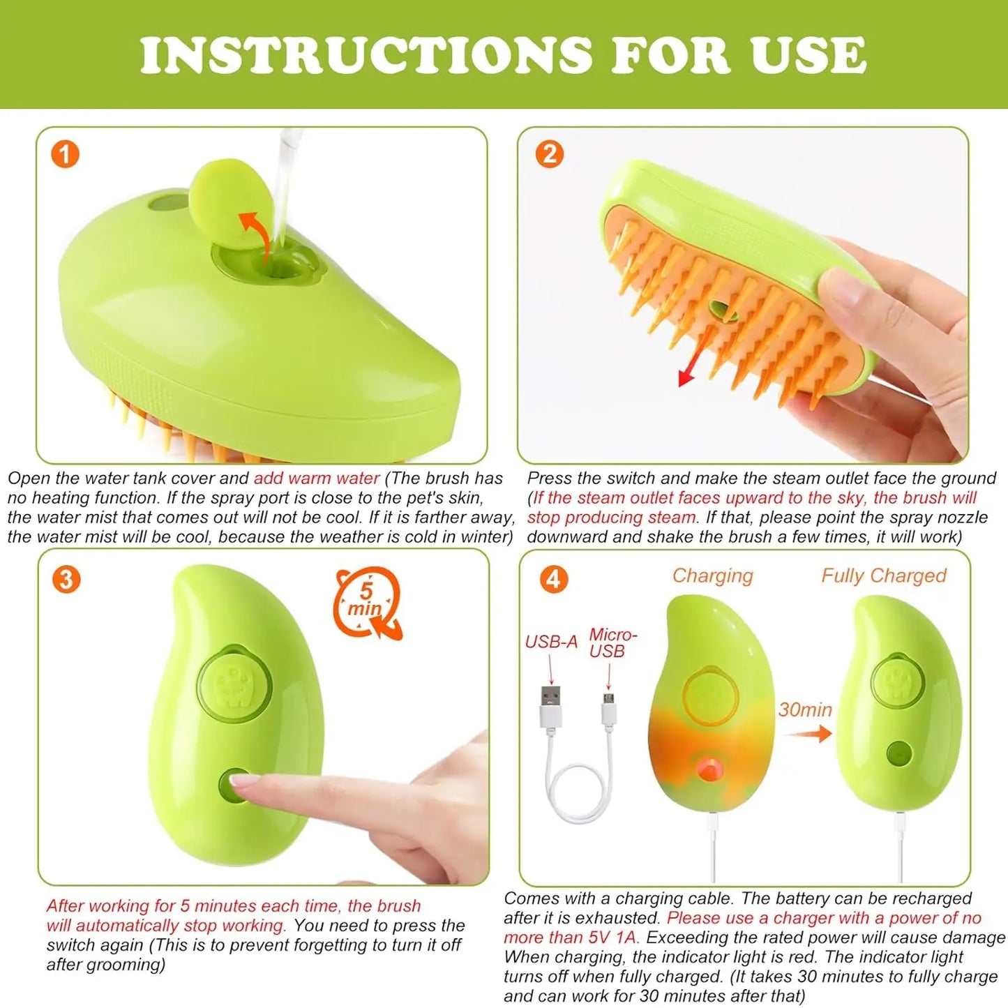 Cat Steam Brush Steamy Dog Massage Comb 3 in 1 Electric Spray Pet Grooming Comb Soft Silicone Removing Tangled and Loose Hair