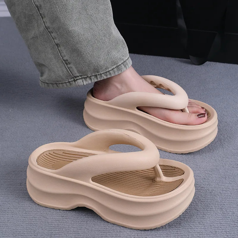 Summer Women's Flip Flops Comfortable Non Slip EVA Thick Sole Sandals 2024 New Fashionable Outdoor Soft Sole Slippers Women