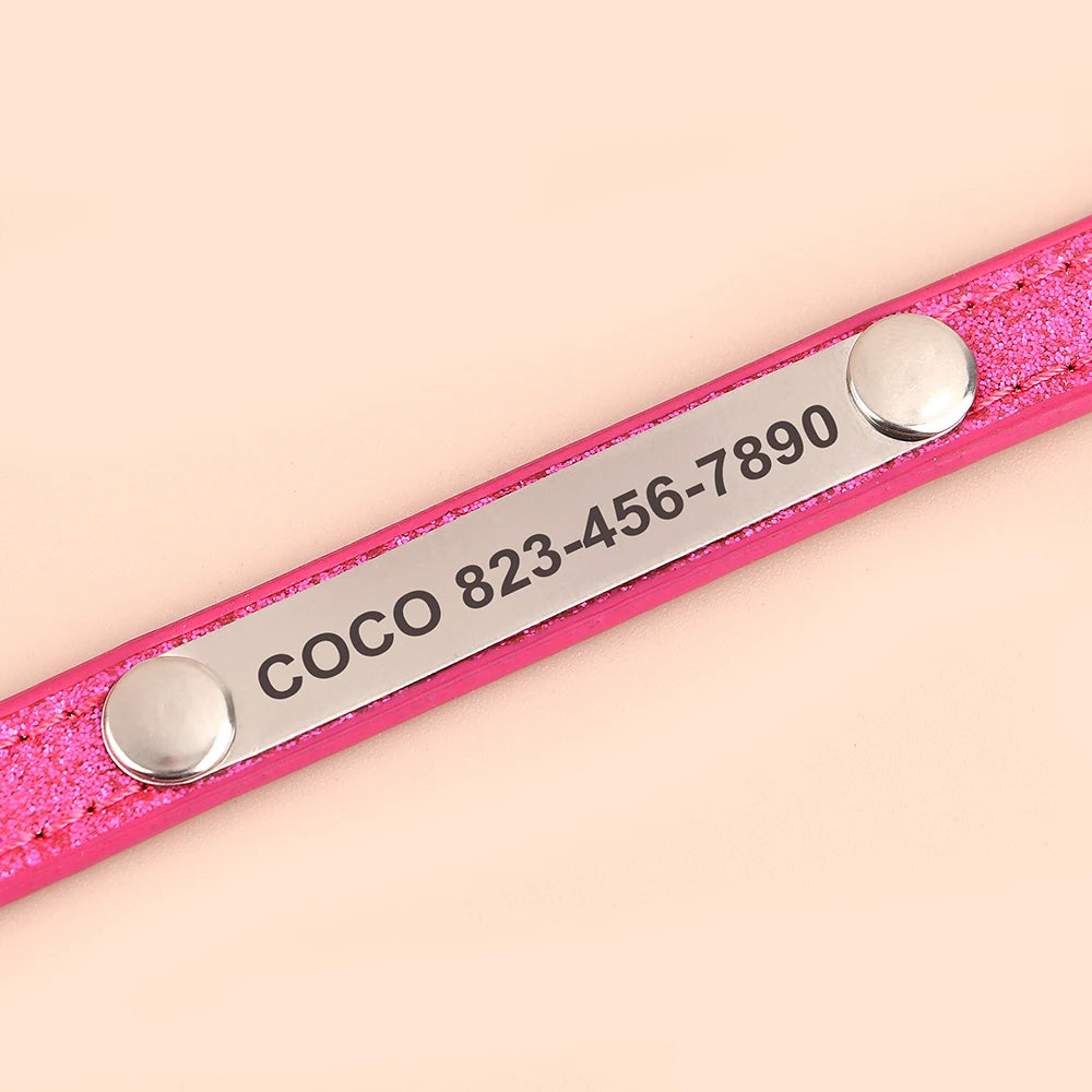 Anti-lost Cat ID Collar Personalized Puppy Cat Collars Necklace Free Engraved ID Name Tag For Kitten Cats Small Dogs Bling