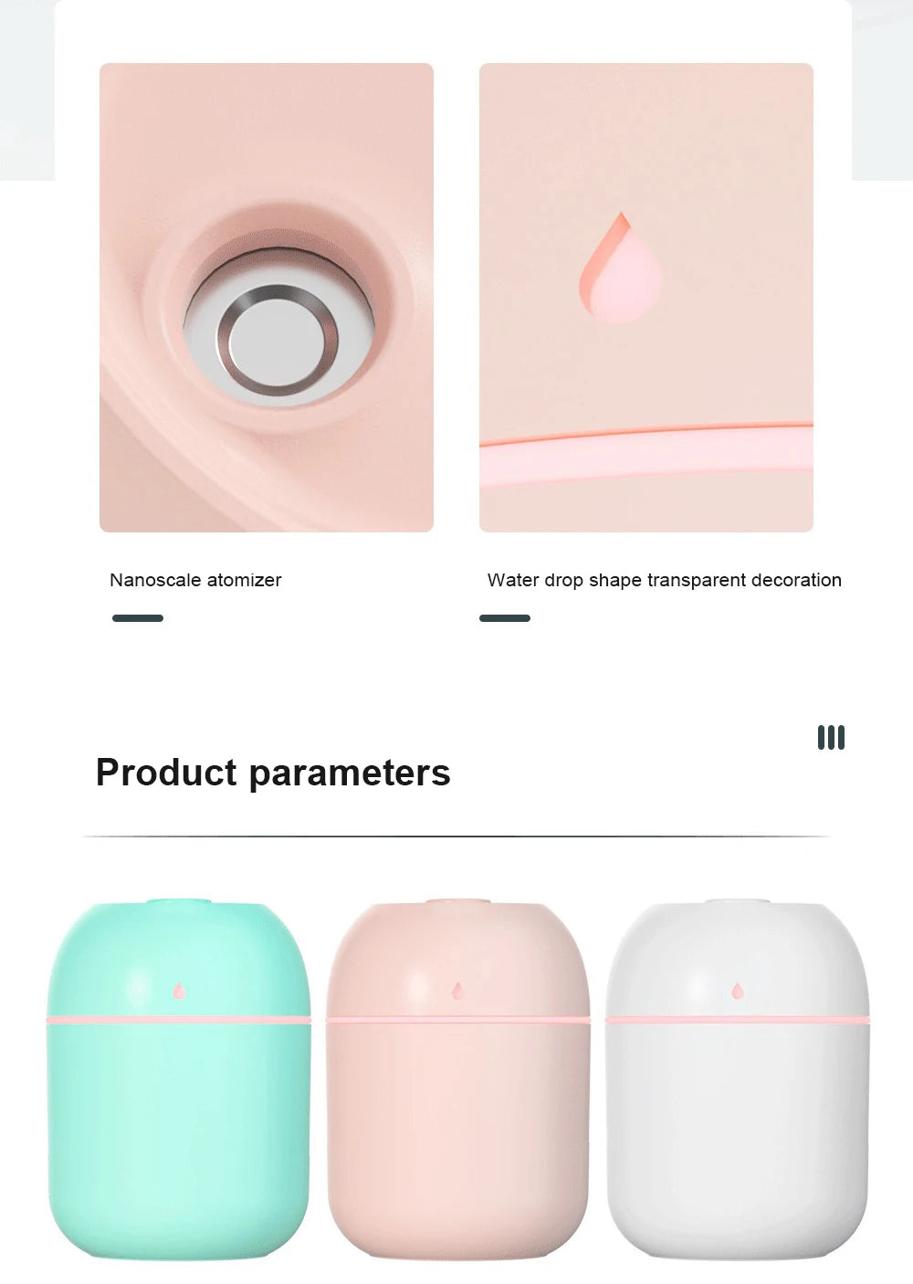 220ML Air Humidifier Ultrasonic Mini Car Aroma Diffuser Portable USB Essential Oils Purifiers LED Lamp Home Fragrance Products