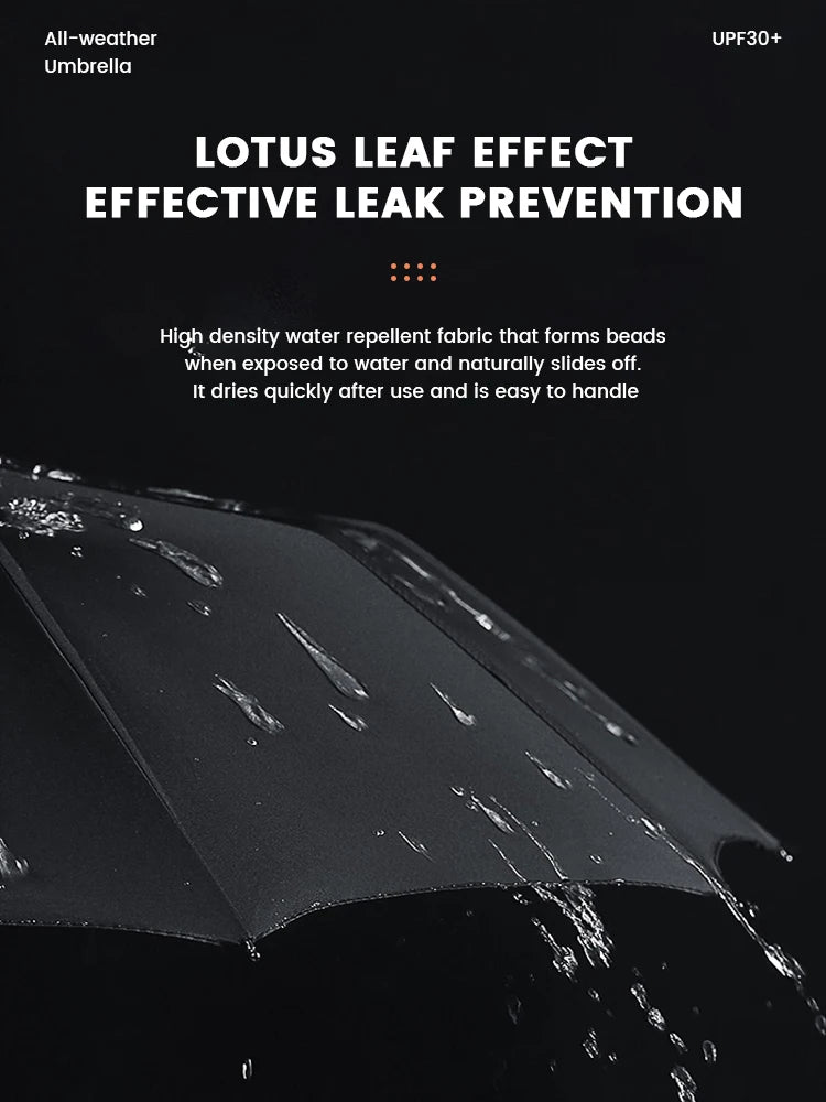 12 Bone Black Glue Fully Automatic Umbrella With Thick And Durable Keel Three Fold Umbrella UV Resistant Folding Umbrella