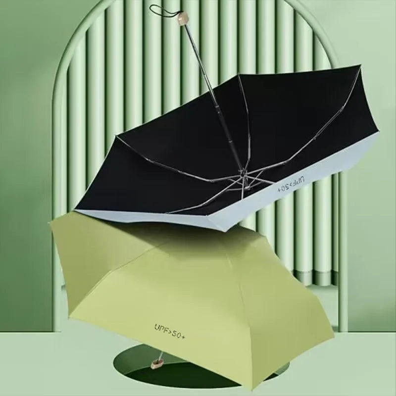 A creative flat 50% off upf50+ small fresh gold handle sunny umbrella pocket umbrella unisex