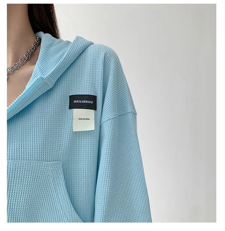 Harajuku Women Sweatshirts Korean Fashion Sportswear Female Zip Up Hoodies Vintage Streetwear Basic Casual Cropped Top Autumn