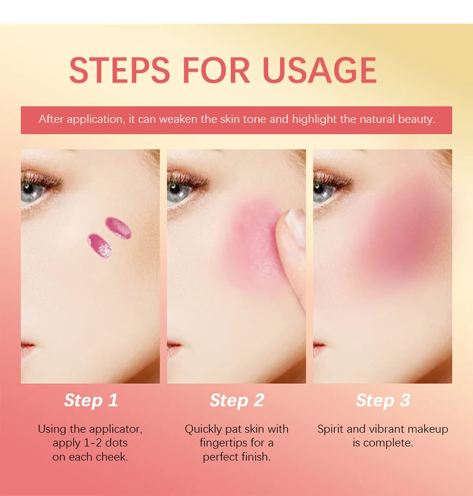 7.5ml Matte Liquid Blush Velvet Blusher Orange Peach Face Pigment Lasting Beauty Natural Cheek Tint Cream Waterproof Blush