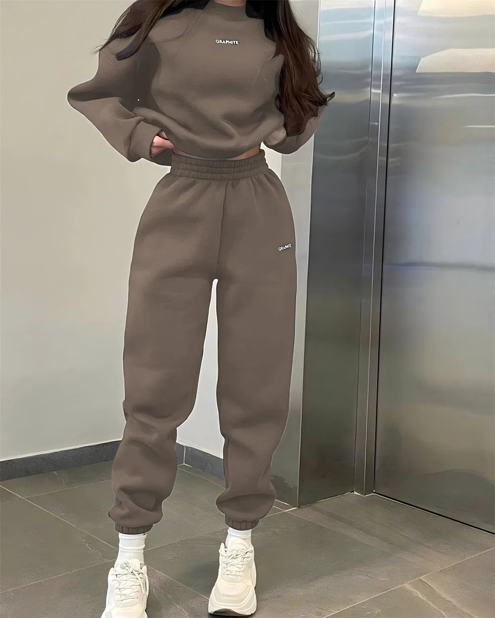 Autumn And Winter New Casual Sports Women's Suit Fashion Solid Color Simple Warm Pants Hoodie Female 2 Piece Set 2024