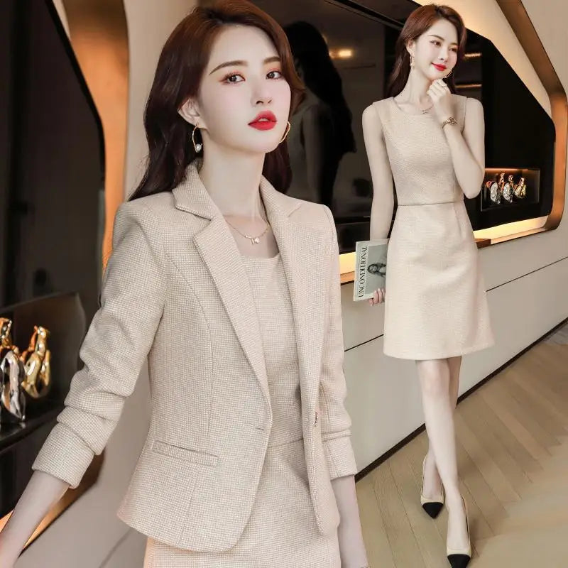 Spring and Autumn Long Sleeve Business Women's Clothing Suit Jacket Formal Wear Temperament Commute Work Clothes Slim Fit Slimmi