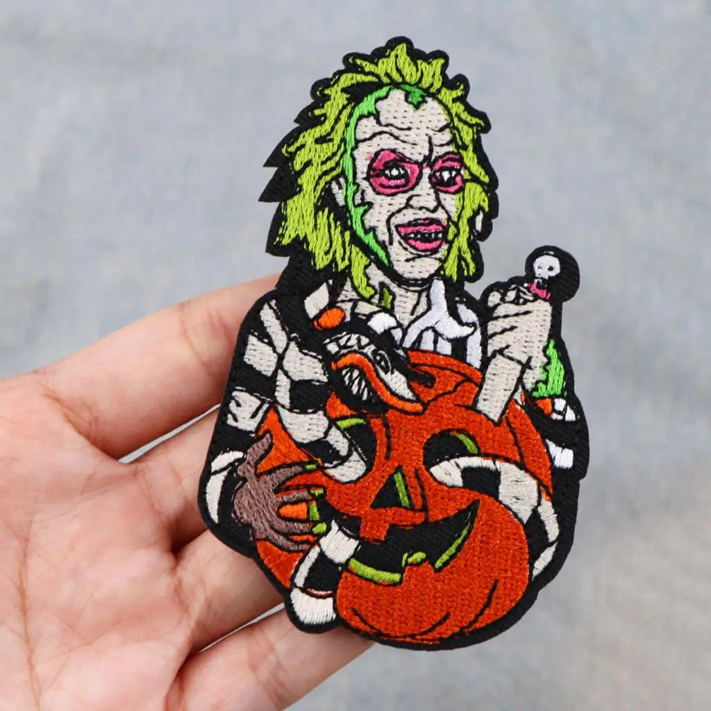 Horror Killer Clown Embroidered Patches for Clothing Halloween Patches on Clothes Stickers Iron on Patches Stripes Diy Appliques