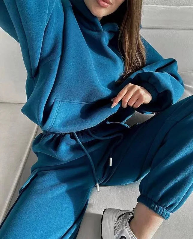 2024 Autumn Hoodies And Pants Hoodies Set Clothes Women Two Pieces Sweatshirts Trousers Sets For Female Elegant Clothing Winter