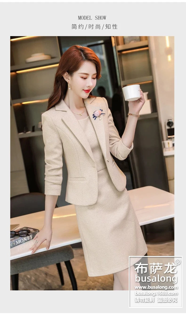 Spring and Autumn Long Sleeve Business Women's Clothing Suit Jacket Formal Wear Temperament Commute Work Clothes Slim Fit Slimmi
