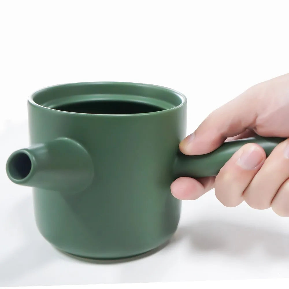 Ceramic Pour over Coffee Set with White Dripper Cup and Dark Green Sharing Pot for Kitchenware