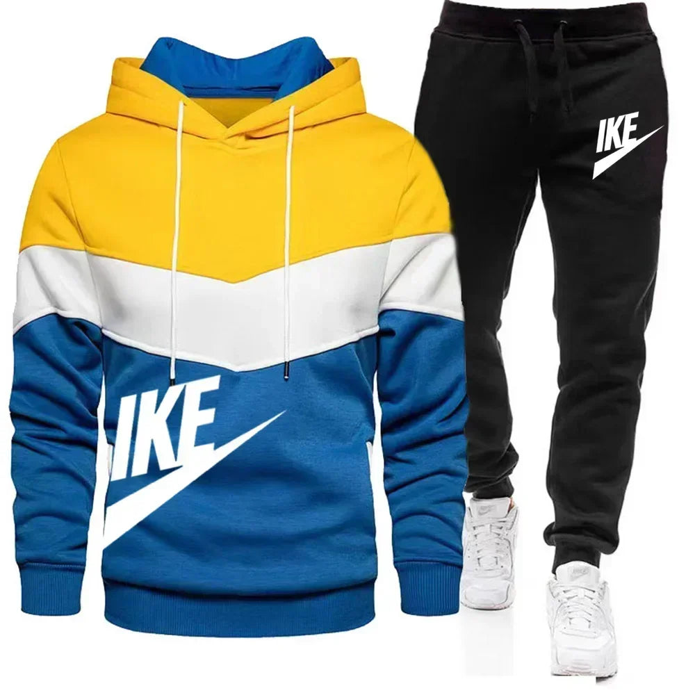 2024 New Men's Autumn Winter Sets Zipper Hoodie+Pants Pieces Casual Tracksuit Male Sportswear Clothing