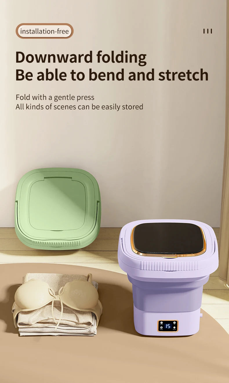 Folding washing machine 9L large capacity portable mini small washing machine underwear socks retractable automatic washing