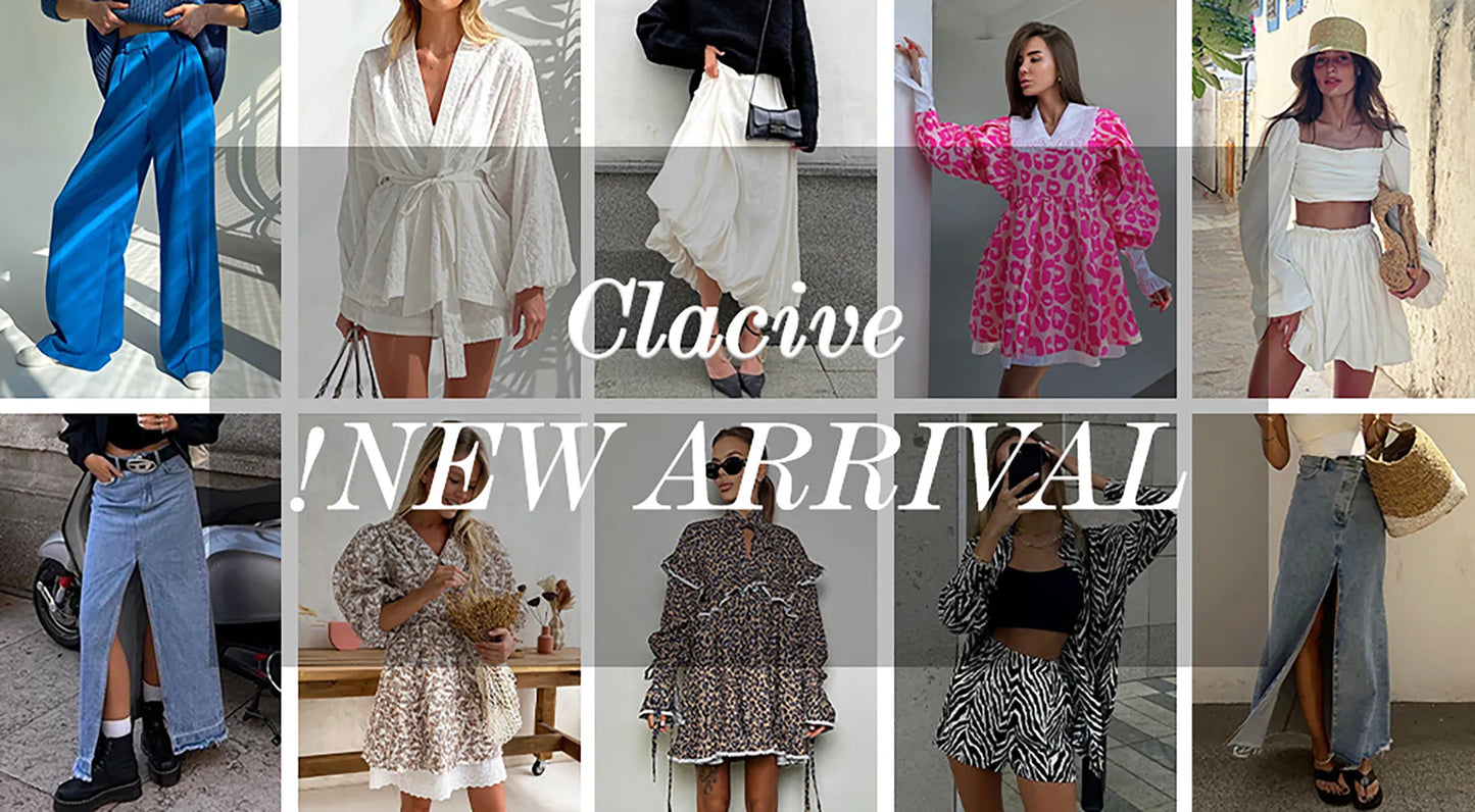 Clacive Elegant Women'S Sets Fashion Loose Spliced High Waist Pants Set Casual Long Sleeve Shirts 2 Piece Sets Women Outfit 2023