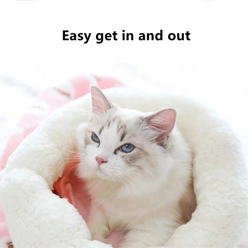 Warm Cat Sleeping Bag Soft Cat Bed Comfortable Tunnel Cat Nest Closed Pet House for Cats Lovely Cat Nest 2.5-7kg Cat Accessories