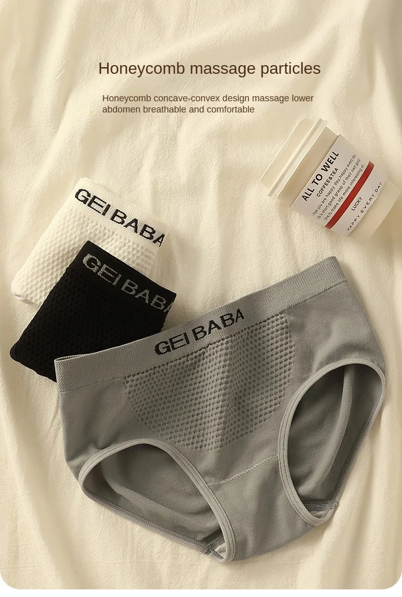 3PCS Panties Sports Briefs Large Size Lingerie Soft Underpanties Mid-rise Breathable Solid Color Women's Intimates Underwear