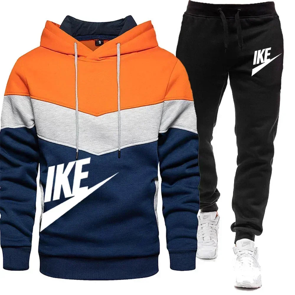 2024 New Men's Autumn Winter Sets Zipper Hoodie+Pants Pieces Casual Tracksuit Male Sportswear Clothing