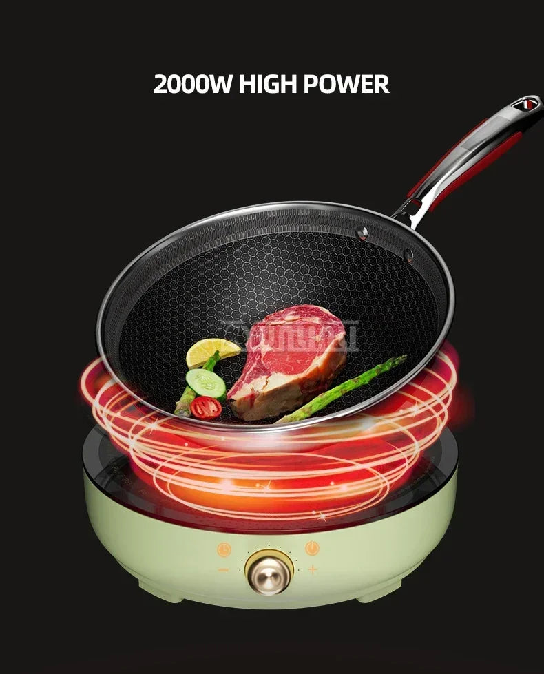 Portable Electric Induction Cooker 2000W Round Electromagnetic Oven Household Tea Boiling Stove