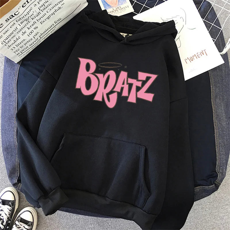Harajuku Hoodies Women Couple Print Letter Sweatshirts Fashion Loose Long Sleeve Tops Student Autumn Winter Female Clothes