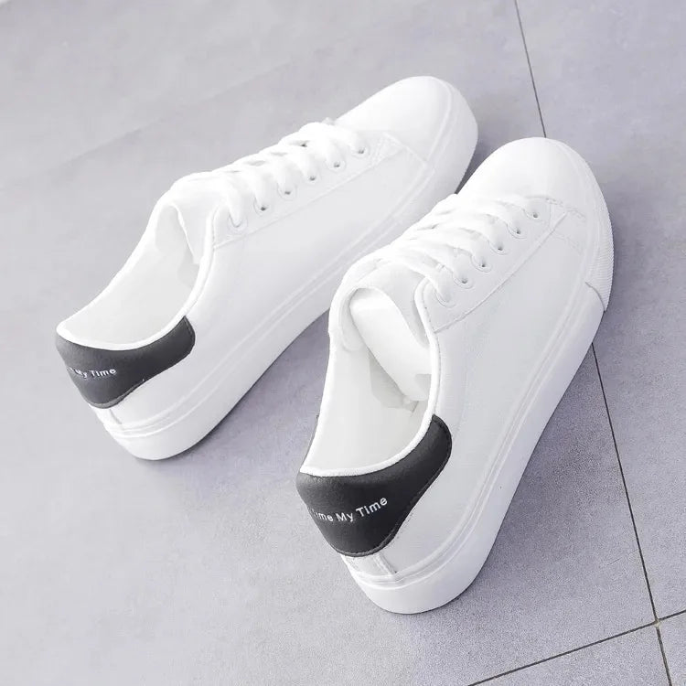 2024 Women Sneakers Fashion Breathble Vulcanized Shoes Pu Leather Platform Shoes White Lace Up Casual Shoes Zapatos Mujer