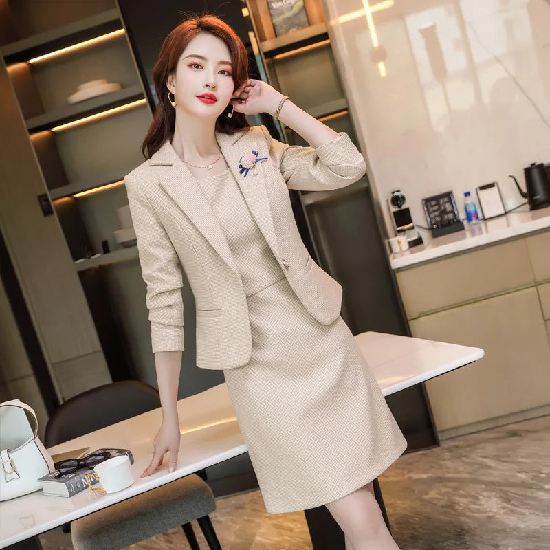 Spring and Autumn Long Sleeve Business Women's Clothing Suit Jacket Formal Wear Temperament Commute Work Clothes Slim Fit Slimmi