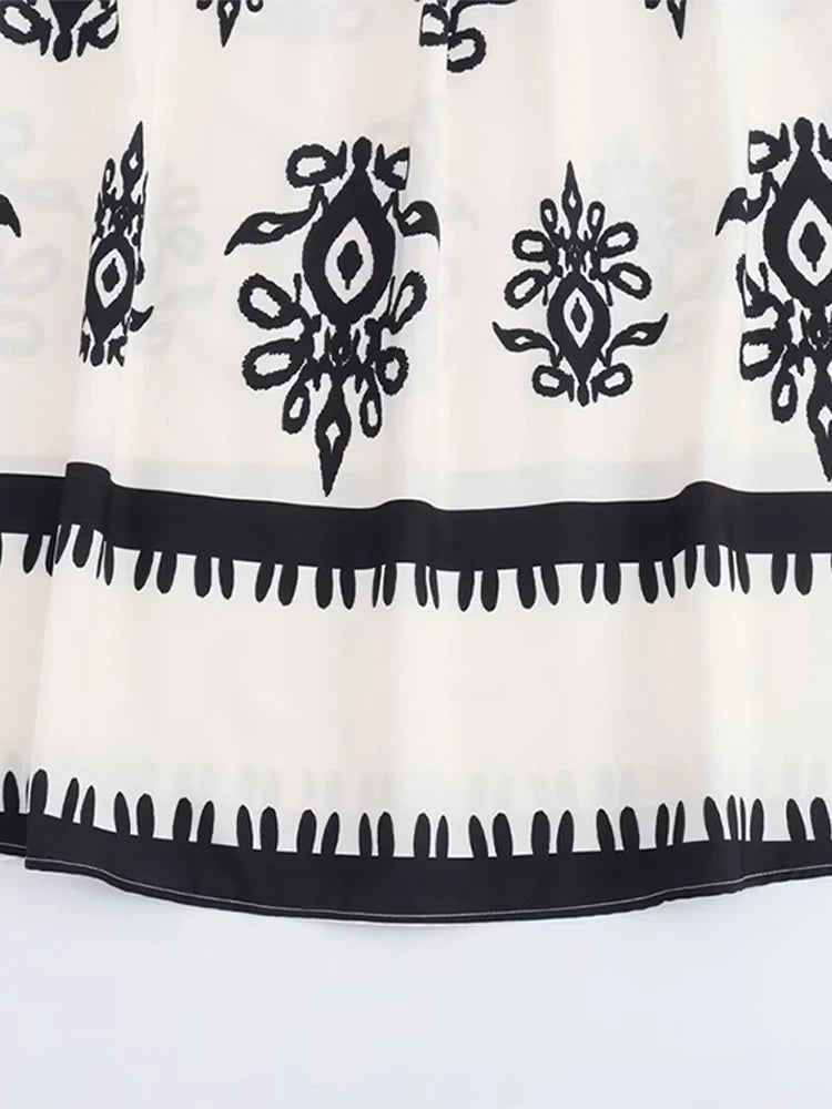 Printed Off Shoulder Dresses Stylish Casual Simple Square Collar Waist Cinching Slimming Beach Holiday Chic Maxi Wrap Dress New
