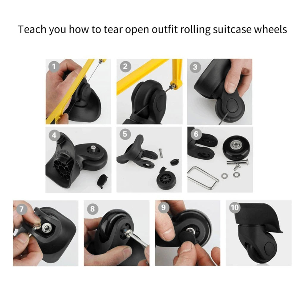 2/4PCS Luggage Wheels 40/50/60mm Rubber Casters Mute Trolley Case Wheels Replacement Axles Suitcase Wheel Parts For Furniture