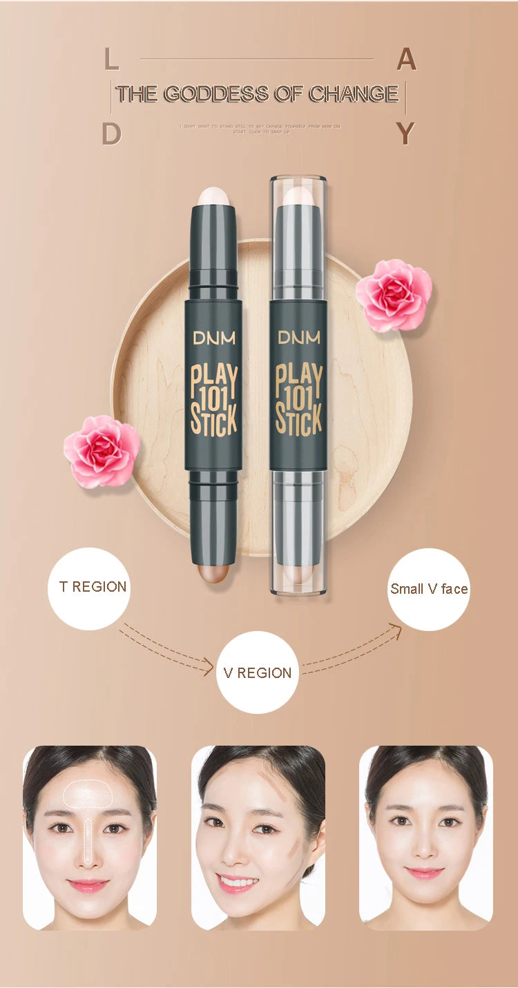 Double-head Face Foundation Concealer Pen Long Lasting Dark Circles Corrector Contour Pencil Concealers Stick Highlight Cosmetic