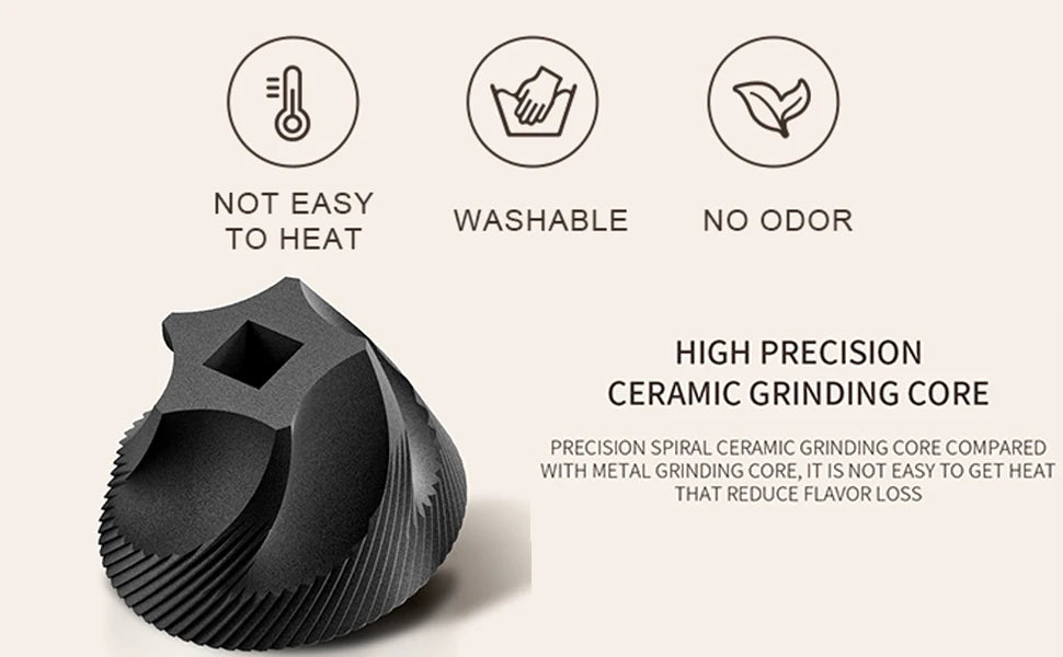 Manual Coffee Grinder Adjustable Fine Coarse Ceramics Conical Burr Hand Coffee Grinder Mill Convenient for Home Office Travel