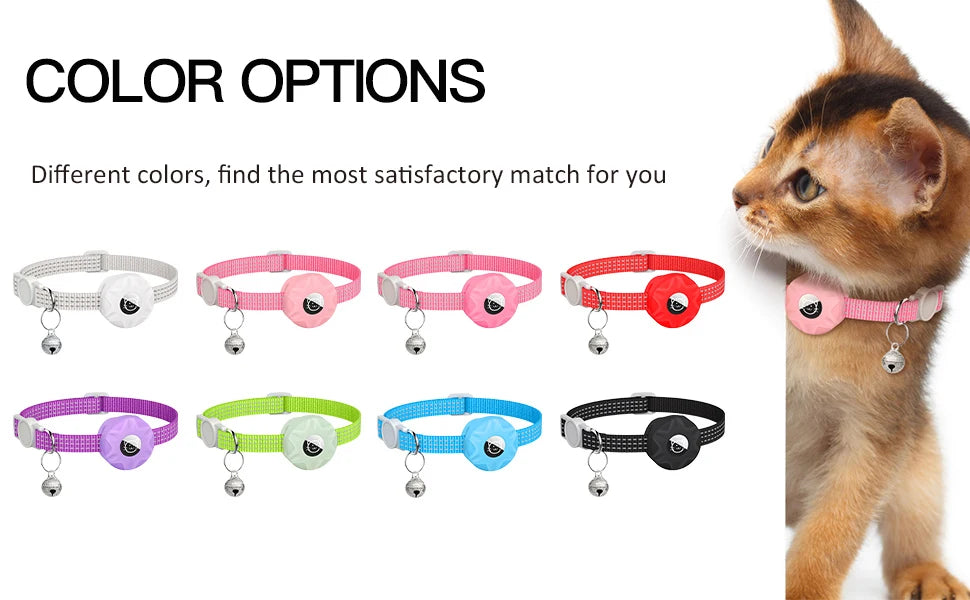 for Apple AirTag Cat Collar,Air Tag Pet Collar with airtag Holder and Bell Reflective GPS Kitten Collar for Girl Boy Cats gatos