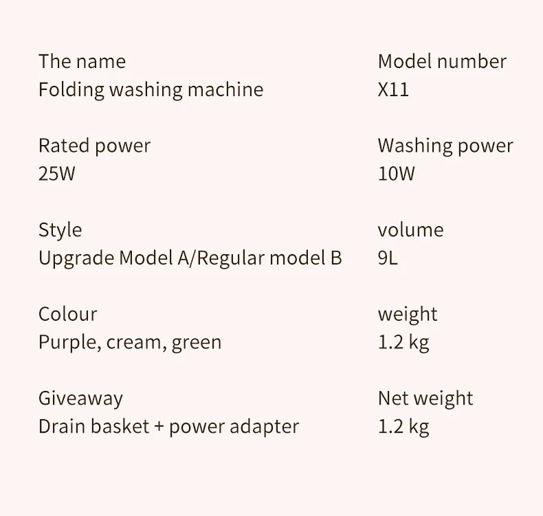 Folding washing machine 9L large capacity portable mini small washing machine underwear socks retractable automatic washing