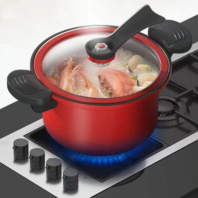 Advanced Red Thick 3.5L Non stick Pressure Pot with Micro Pressure Multi purpose Soup and Cooking Pot for Home and Kitchen -1Pcs