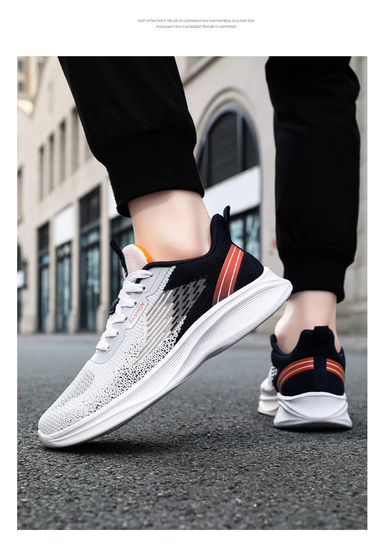 2024 Men's Shoes Spring fashion Soft sole sports single shoes flying woven Casual style men's Running shoes sneakers