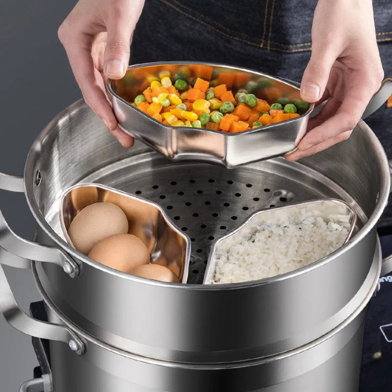 1/3Pcs Fan-shaped Steaming Box 304 Stainless Steel Kitchenware Thickened Steaming And Stewing