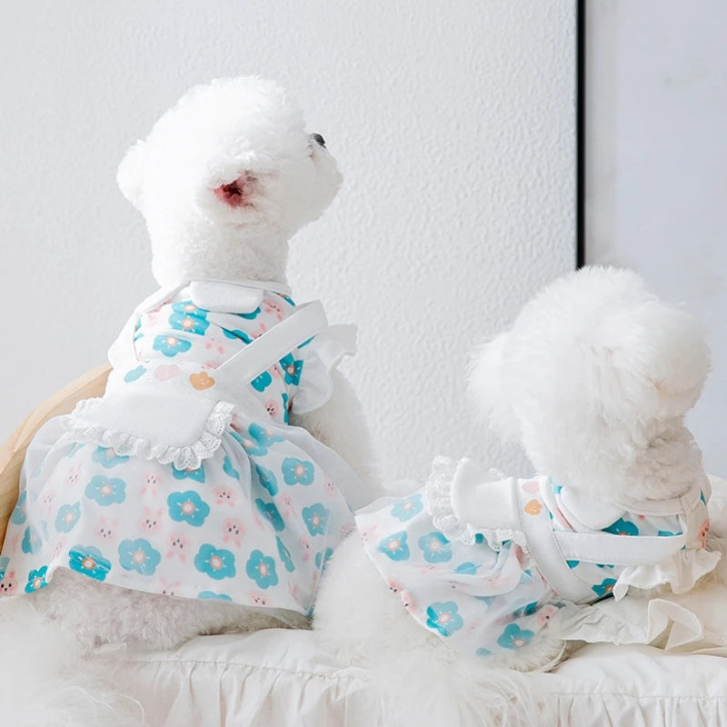 Dog Princess Dress Cute Pet Dog Mesh Dress Kitten Puppy Pet Skirt Summer Dog Dress Bow Lace Korean Poodle Chihuahua Dog Clothes