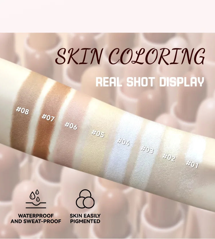 MLSMILE 8 Color High Gloss Pearl Contouring Stick Face Brightening Sleeper Silkworm Pen three-dimensional Face contour Shadow