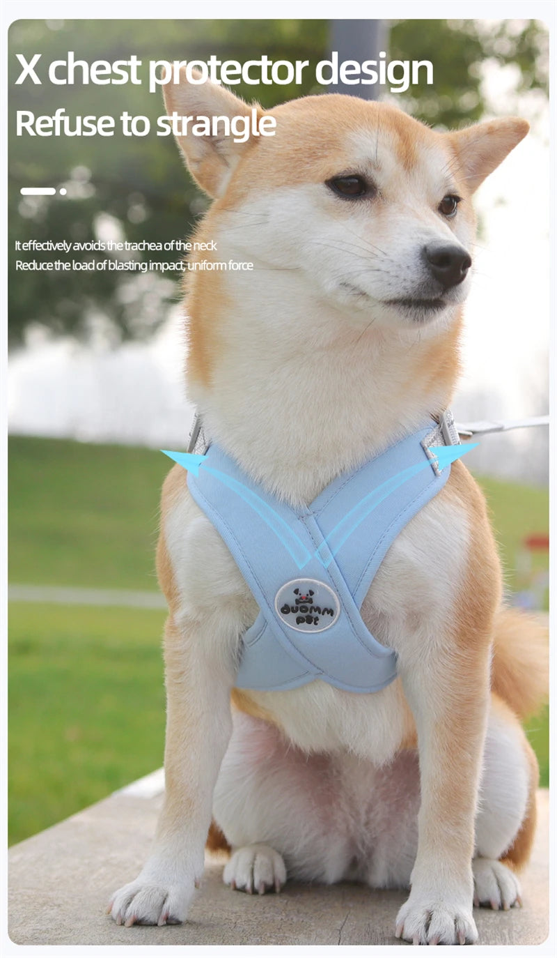 Dog Harness Leash Set Breathable Pet Chest Strap Reflective French Bulldog Vest Harness for Small Medium Dogs Puppy Collar Yorks