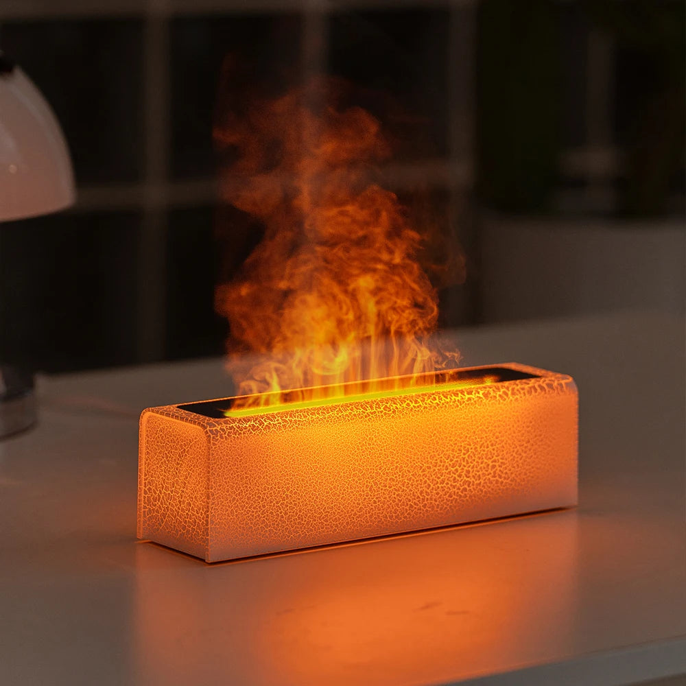 KINSCOTER Essential Oil Aroma Diffuser Flame Air Humidifier Ultrasonic Cool Mist Difusor with RGB Realistic Fire Night Light