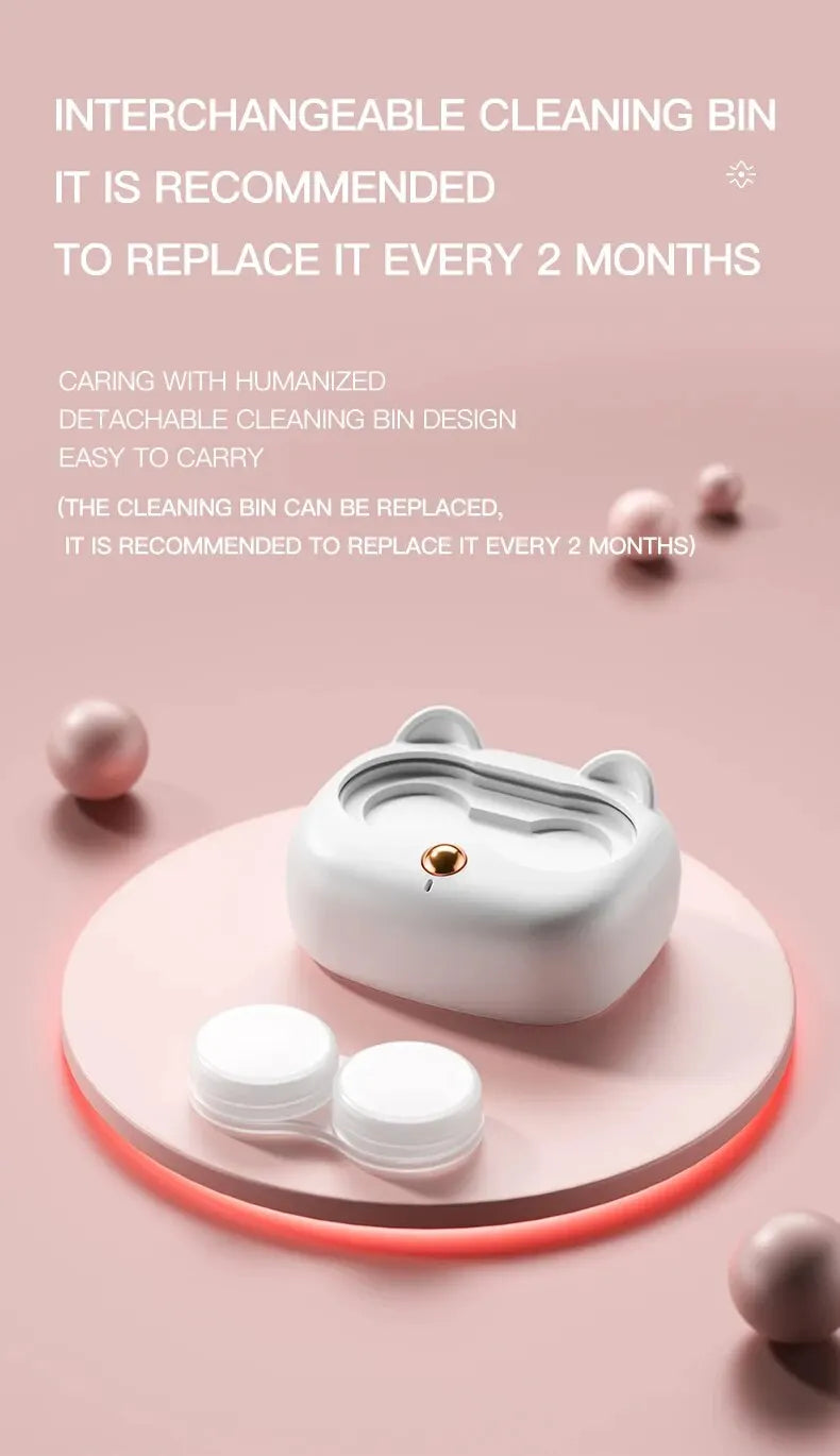 Portable Contact Lens Cleaner High Frequency Vibration Contact Lens Cleaning Case Beauty Pupil Storage Cleaning Container Tools
