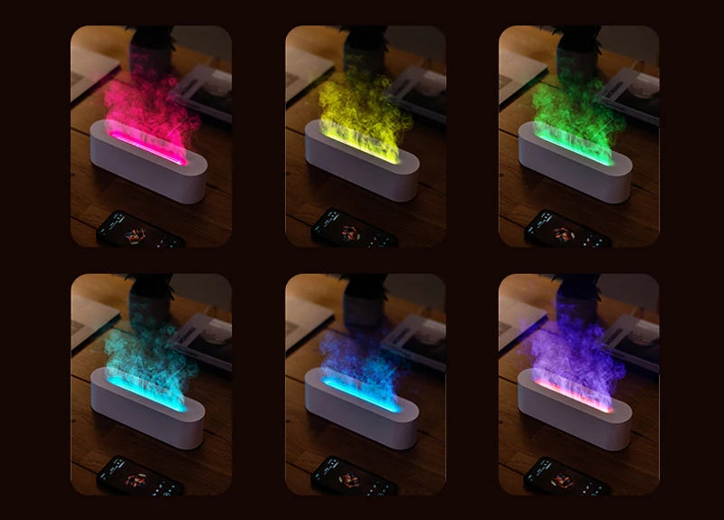 KINSCOTER Essential Oil Aroma Diffuser Flame Air Humidifier Ultrasonic Cool Mist Difusor with RGB Realistic Fire Night Light