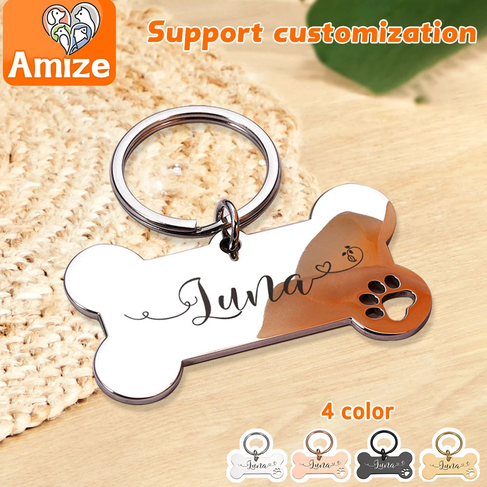 Personalized Pet Dog Tag Shiny Steel Free Engraving Kitten Puppy Anti-lost Collars Nameplate for Dog Address Tag Pet Accessoires