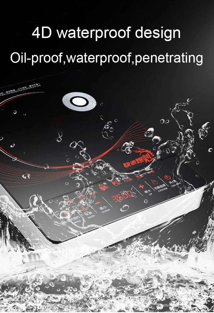 3500W High Power Electric Magnetic Induction Cooker Waterproof Hot Pot Oven Furnace Cooking Stove Kitchen Heater Cooktop