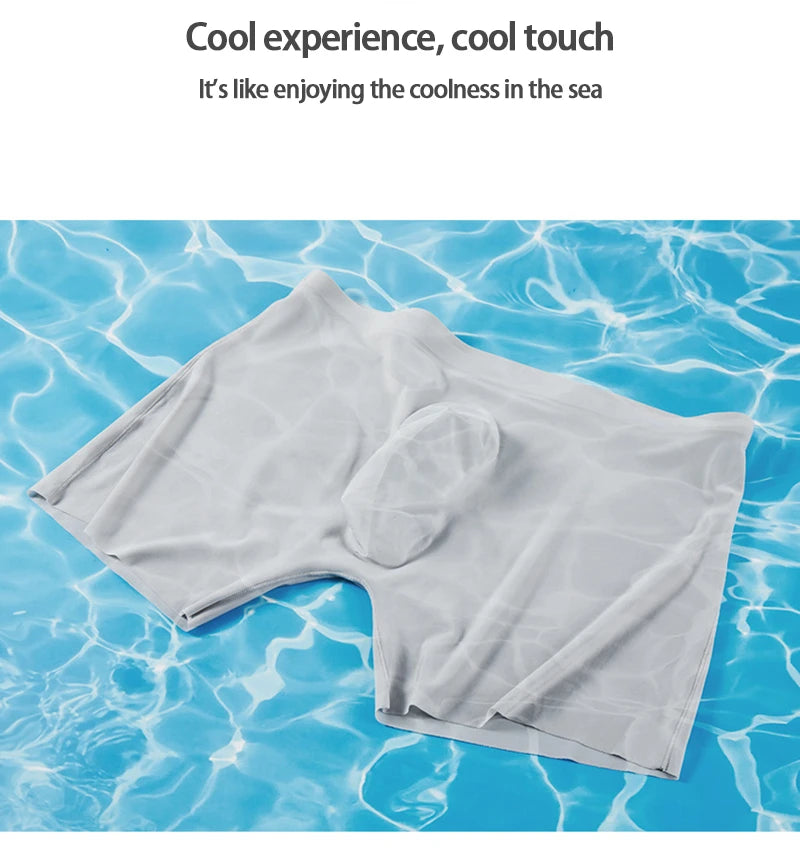 1 Pc Mens Boxer Shorts Ice Silk Men Panties Seamless Sexy Underwear Man Underpants Panties Male Ultra-thin Breathable Briefs