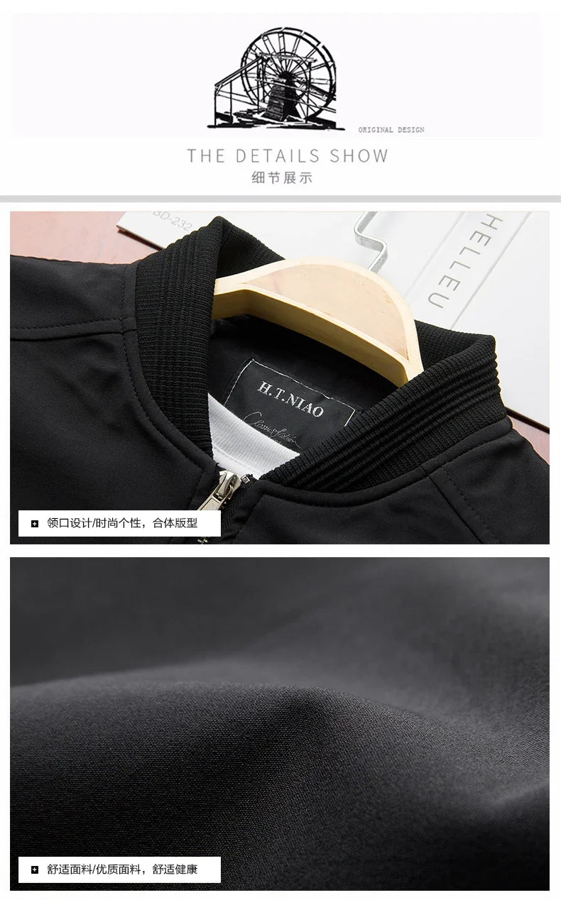 Autumn Spring New Men's Bomber Zipper Jacket Male Casual Streetwear Hip Hop Slim Fit Pilot Coat Men Clothing Plus Size 6XL