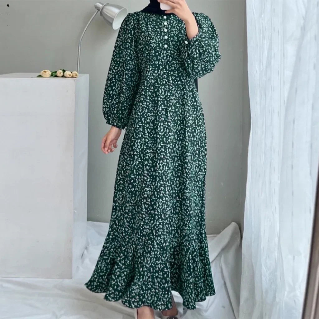 Eid Muslim Dress for Women Floral Ramadan Long Dresses Abaya Morocco Abayas Kaftan Islam Dubai Arab Modest Long Robe 2024