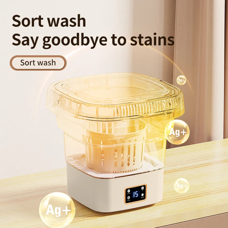 Folding washing machine 9L large capacity portable mini small washing machine underwear socks retractable automatic washing