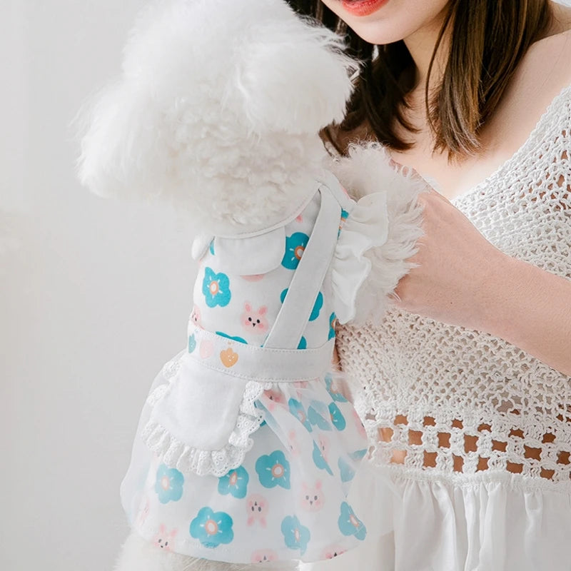 Dog Princess Dress Cute Pet Dog Mesh Dress Kitten Puppy Pet Skirt Summer Dog Dress Bow Lace Korean Poodle Chihuahua Dog Clothes