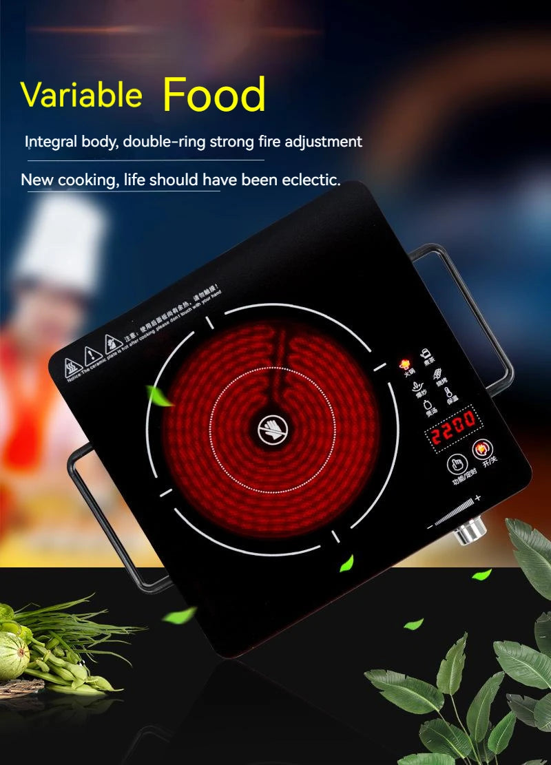 Household Electric Ceramic Stove Touch-type Commercial High-power 2200W Induction Cooker Light Wave Hot Pot Does Not Pick Pot