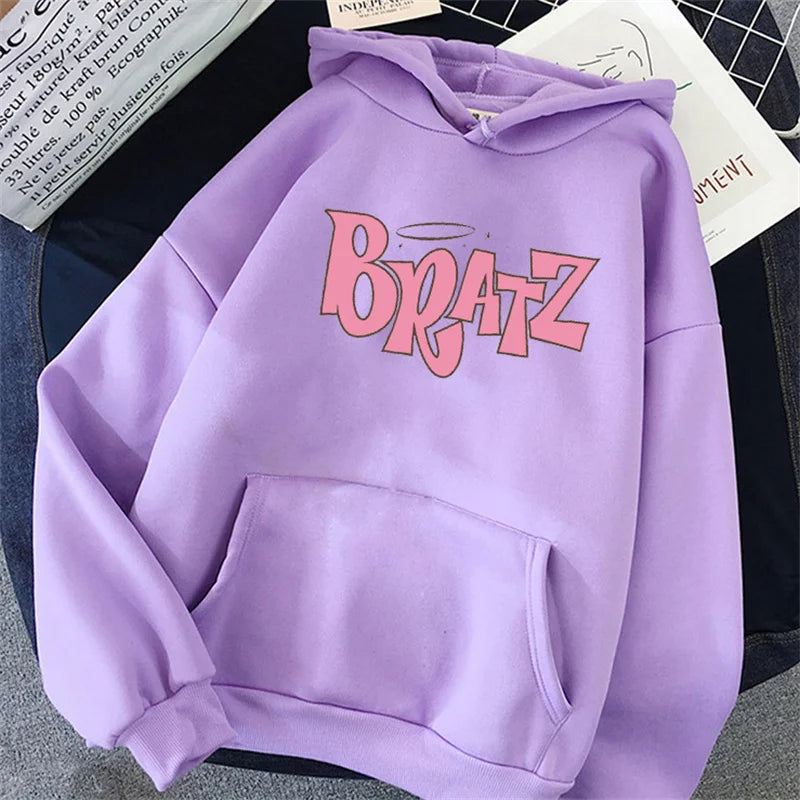 Harajuku Hoodies Women Couple Print Letter Sweatshirts Fashion Loose Long Sleeve Tops Student Autumn Winter Female Clothes