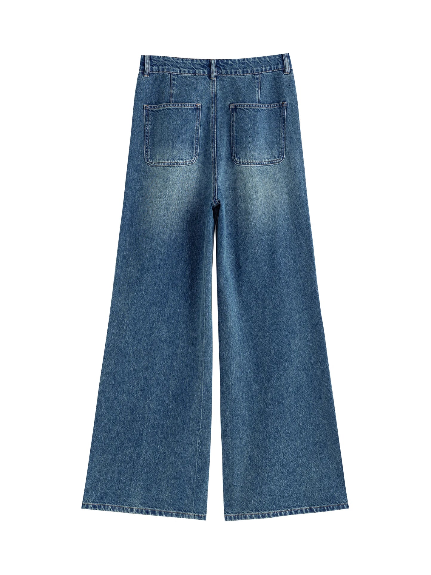 ZIQIAO Retro Solid Wide-leg Pants Versatile Casual Flared Jeans For Women 2024 New Mopping Long Pants 24ZQ93011