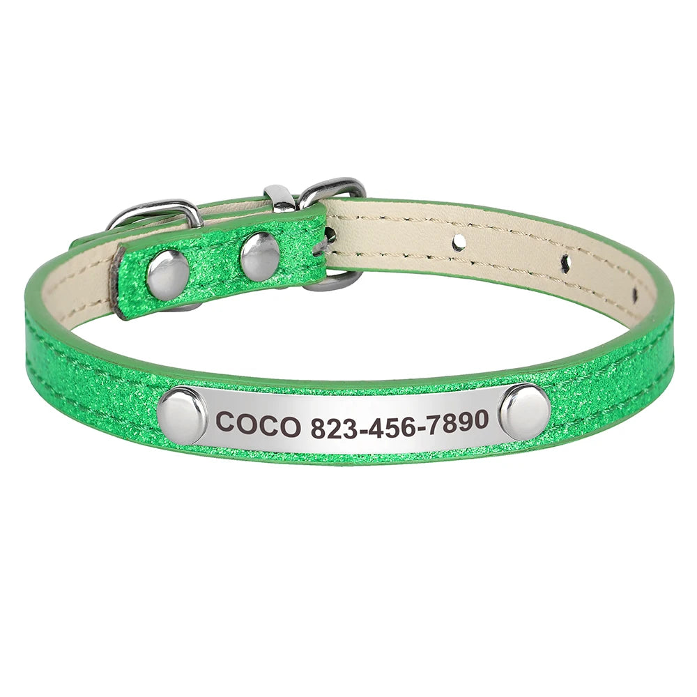 Anti-lost Cat ID Collar Personalized Puppy Cat Collars Necklace Free Engraved ID Name Tag For Kitten Cats Small Dogs Bling